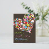 春の花カラフルハート愛の日付を保存 案内ポストカード (スタンド正面)