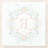 春の花カラフルリースモノグラム ガラスコースター (裏面)