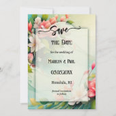 春の花カラフルレトロ写真の保存日付 セーブザデート (正面)