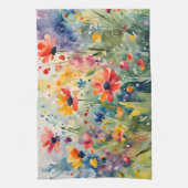 春の花カラフル水彩拭きタオル キッチンタオル (縦)