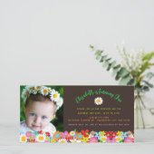 春の花ガーデンガール誕生日フォトカード (スタンド正面)