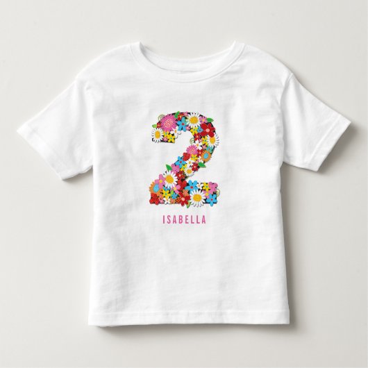 春の花ガーデンツーガール2nd誕生日パーティー トドラーTシャツ (正面)