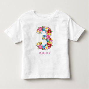 春の花ガーデンピンクガール3rd誕生日パーティー トドラーTシャツ