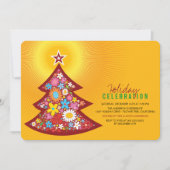 春の花クリスマスツリーホリデーパーティー招待状 招待状 (正面)