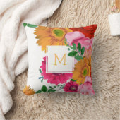 春の花コラージュ水カラーイラストレーション クッション (ブランケット)