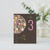 春の花シックポップ・アートの咲き木のテーブル番号 ポストカード (スタンド正面)