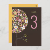 春の花シックポップ・アートの咲き木のテーブル番号 ポストカード (正面/裏面)