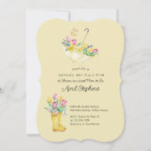 春の花シャワーママto beイエローベイビーシャワー 招待状 (正面)