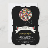 春の花スポップ・アートのリーガール誕生日パーティーフォト 招待状 (正面)