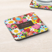 春の花ズガーデンカラフルコルクコースター コースター (左側)