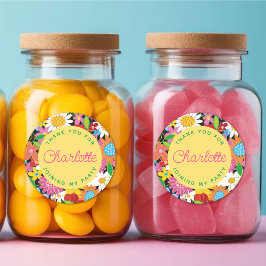 春の花ズガーデンカラフルシック誕生日パーティー ラウンドシール