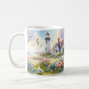 春の花ズバイライトハウスコースタルコテージ コーヒーマグカップ
