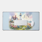 春の花ズバイライトハウスコースタルコテージ デスクマット (キーボード&マウス)