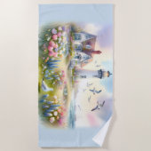 春の花ズバイライトハウスコースタルコテージ ビーチタオル (正面)