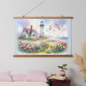 春の花ズバイライトハウスコースタルコテージ 吊り下げ型タペストリー (寝室)