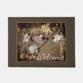 春の花セピアの部分色へようこそ ドアマット (正面)