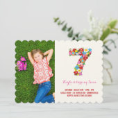 春の花セブンカワイガール7番誕生日招待状 招待状 (スタンド正面)