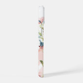 春の花デザインと名前 iPhone 15ケース (右側面)