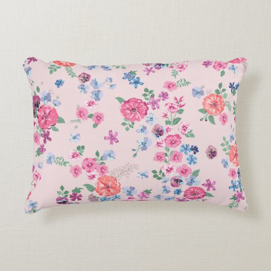 春の花デザイン。継ぎ目のない花柄。Pl アクセントクッション (正面)