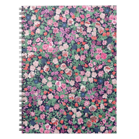 春の花デザイン。継ぎ目のない花柄。Pl ノートブック (正面)