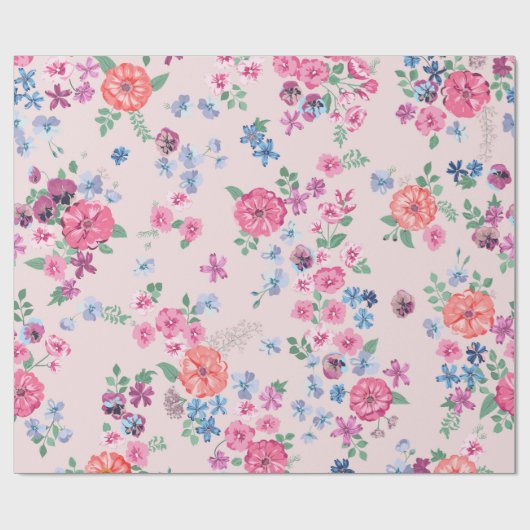 春の花デザイン。継ぎ目のない花柄。Pl ラッピングペーパー (フラット)