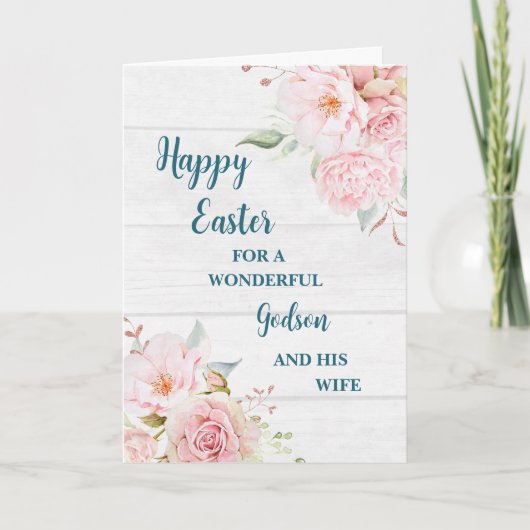 春の花ハッピーイースターゴッドソン&彼の妻 シーズンカード (正面)