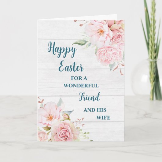 春の花ハッピーイースターフレンド&彼の妻 シーズンカード (正面)