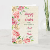 春の花ハッピーイースター叔母と叔父 シーズンカード (正面)