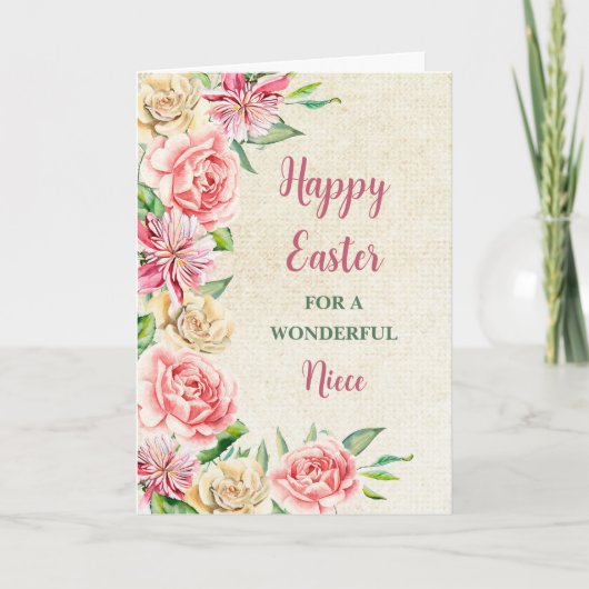 春の花ハッピーイースター姪 シーズンカード (正面)