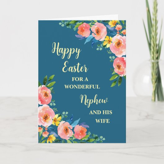 春の花ハッピーイースター甥とその妻 シーズンカード (正面)
