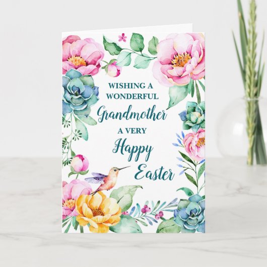 春の花ハッピーイースター祖母 シーズンカード (正面)