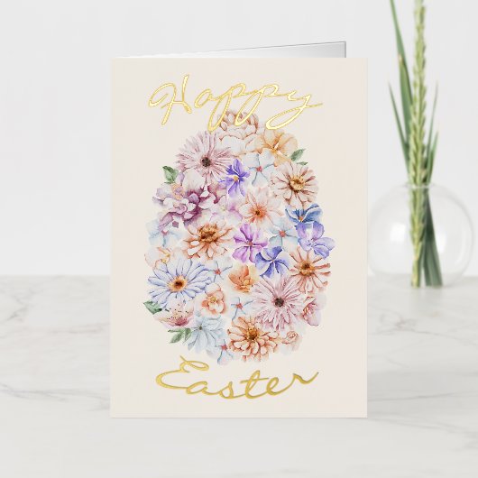 春の花ハッピーイースター 箔シーズンカード (正面)