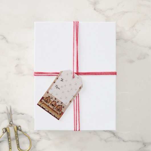 春の花ハニービー,養蜂家クリスマス ギフトタグ (より糸付き)