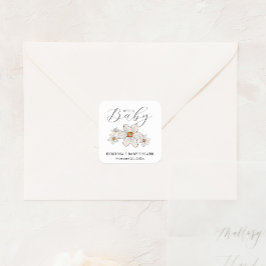 春の花ハローベビーシャワーペーパーナプキン スクエアシール