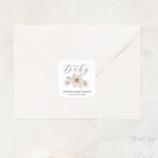 春の花ハローベビーシャワーペーパーナプキン スクエアシール