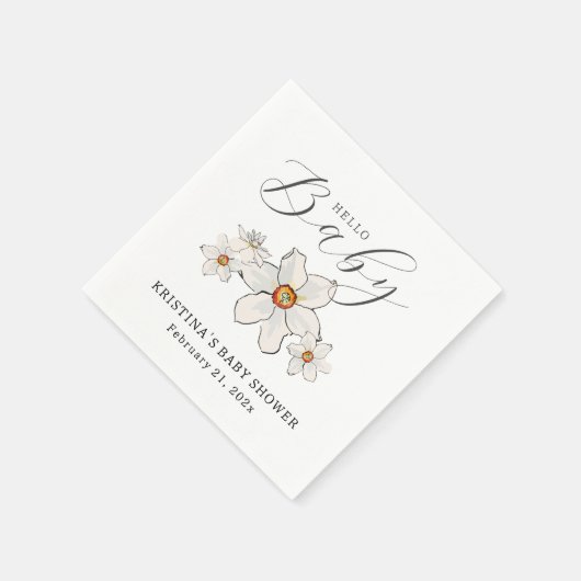 春の花ハローベビーシャワーペーパーナプキン スタンダードカクテルナプキン (角)