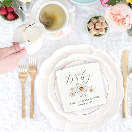 春の花ハローベビーシャワーペーパーナプキン スタンダードカクテルナプキン