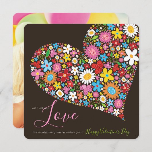 春の花ハートスイートバレンタインデーの写真 シーズンカード (正面/裏面)