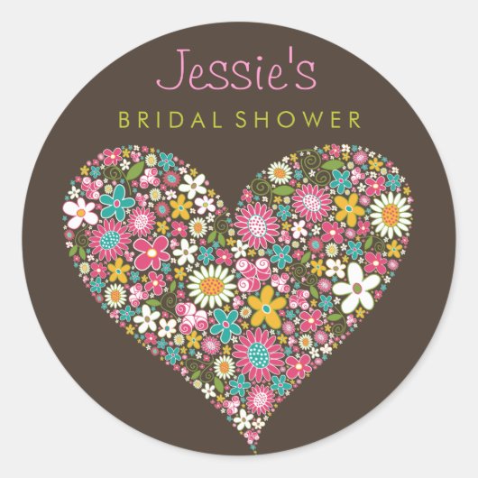 春の花ハートラブブライダルシャワー結婚ズ ラウンドシール (正面)