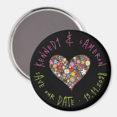 春の花バレンタインハート愛の日付を保存 マグネット (正面/裏面)