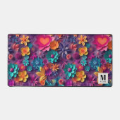春の花パタカラフルーンモノグラム デスクマット (正面)