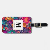 春の花パタカラフルーンモノグラム ラゲッジタグ (正面横)
