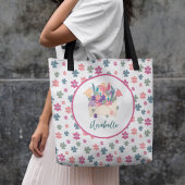 春の花パターンエンベロープブーケ（名前あり） トートバッグ