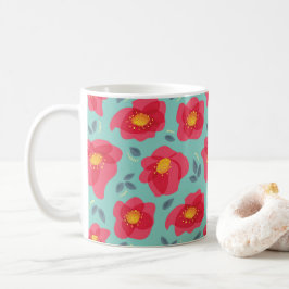 春の花パターンブルーピンクスプリングタイム コーヒーマグカップ