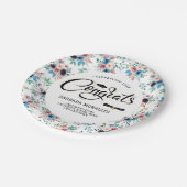 春の花パターン卒業タイポグラフィ ペーパープレート (アングル)