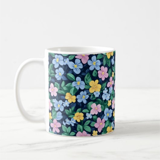 春の花パターン コーヒーマグカップ (左)