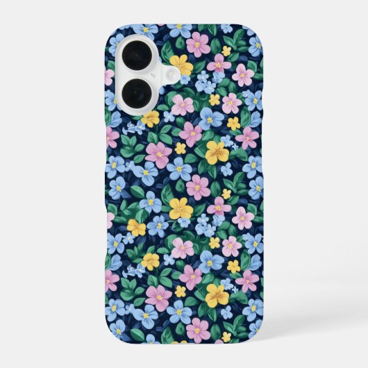 春の花パターン iPhone 16ケース (裏面)