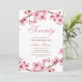 春の花ピンクの桜の誕生日 招待状 (スタンド正面)