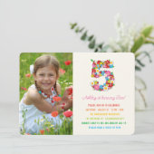 春の花ピンクガール5th誕生日フォト招待状 招待状 (スタンド正面)