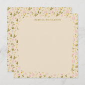 春の花ピンクグリーンフローラ名前をカスタムする ノートカード (正面/裏面)